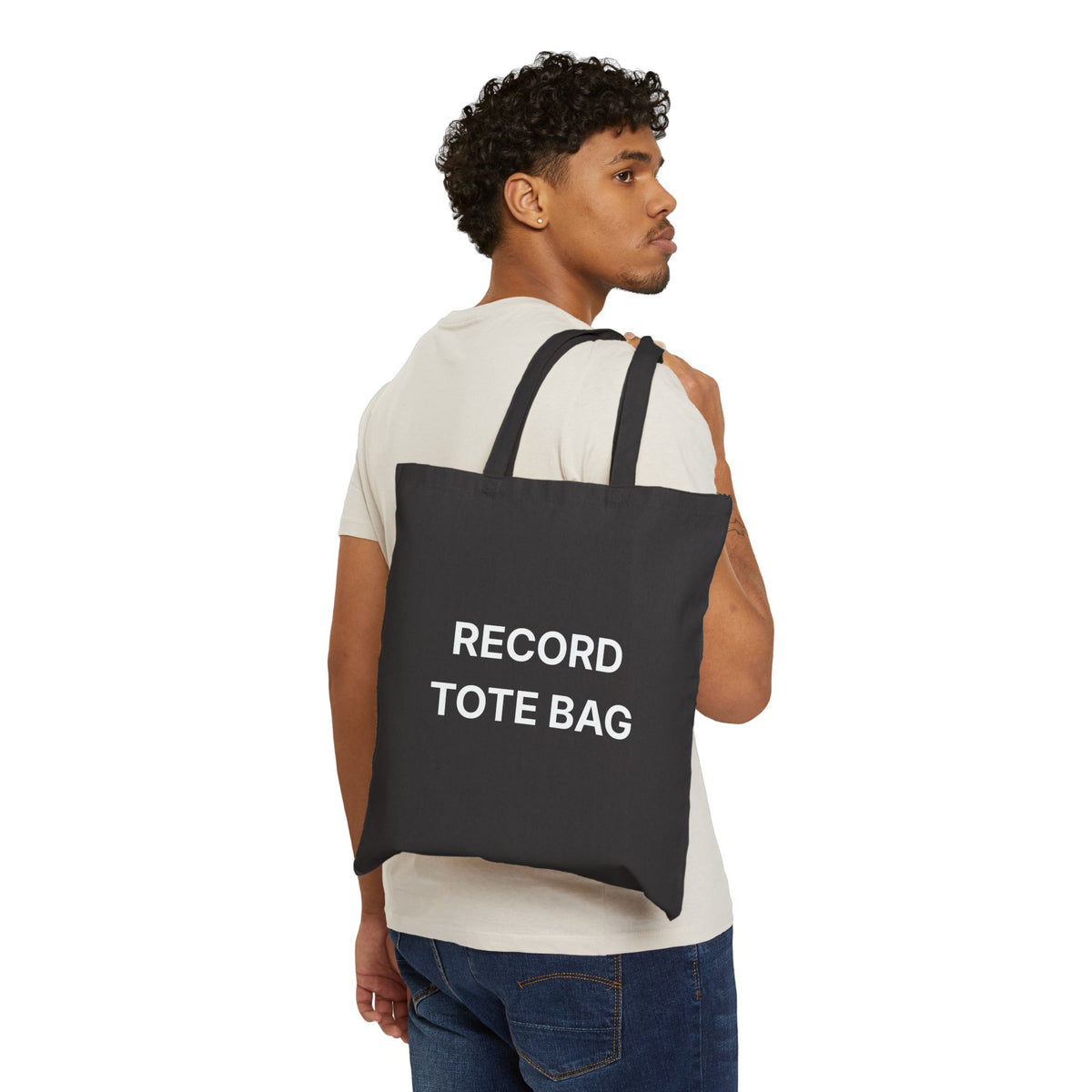 Record Tote Bag — 'The Coffee Bar' Graphic Cotton Canvas Tote Bag