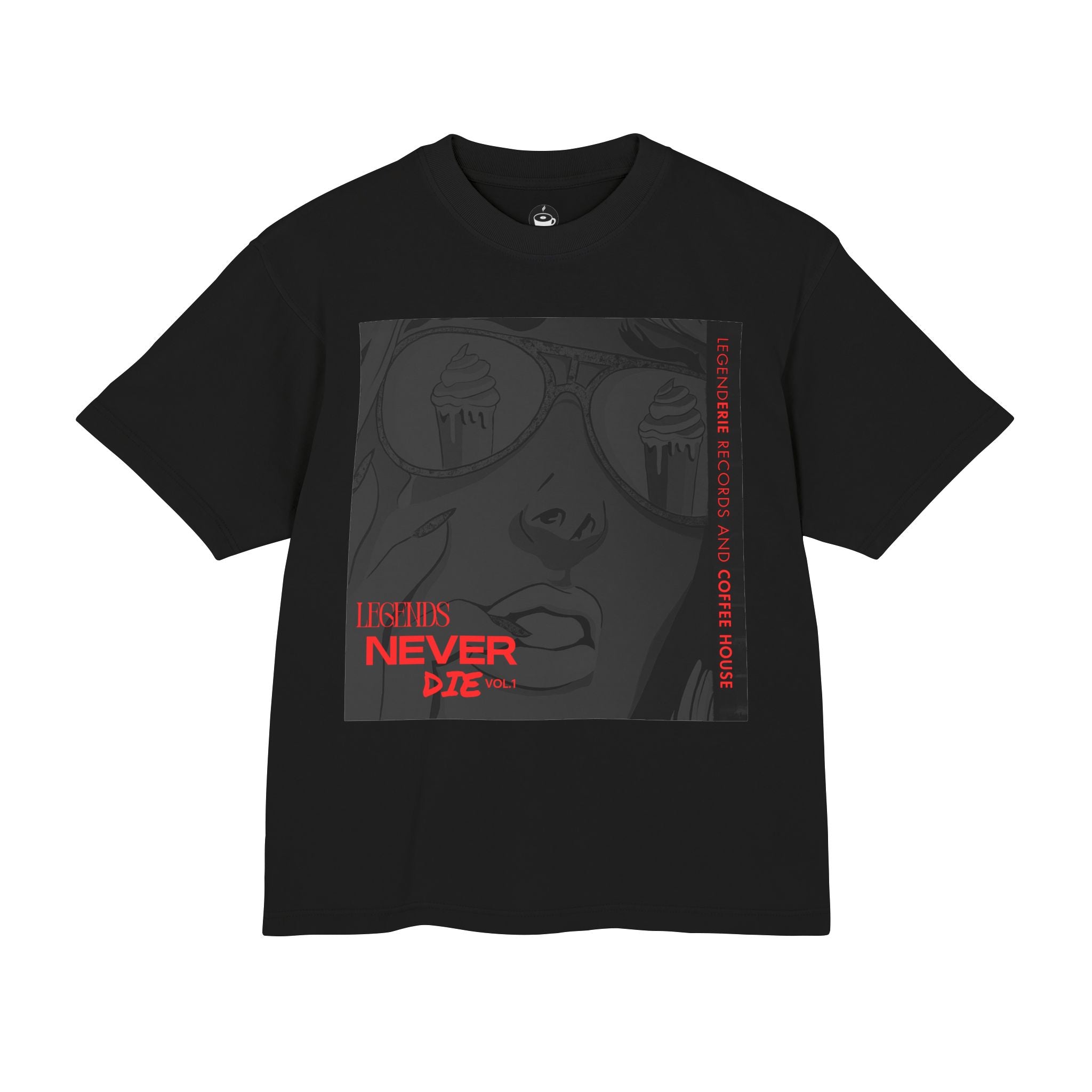 Graphic Tee - 'I Think I'll Never Die' Dark Anime Face with Red Accent