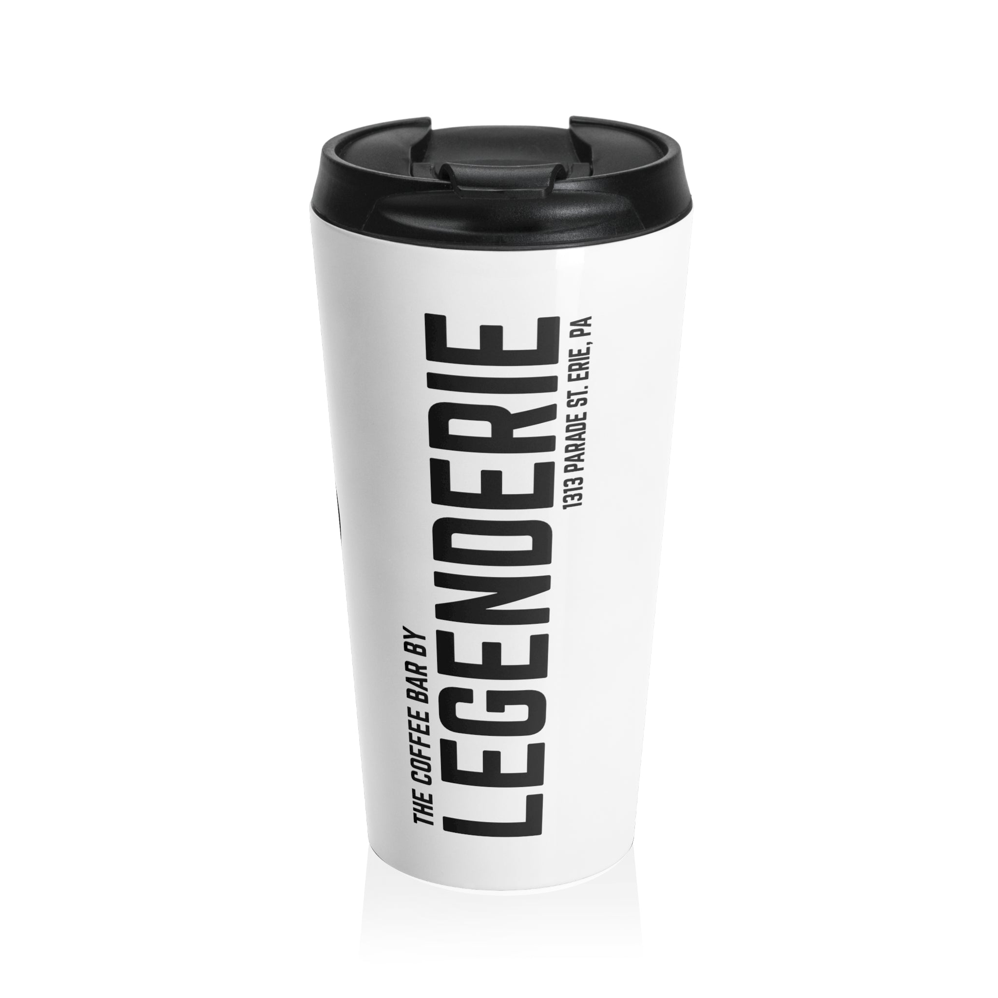 Legendérie Stainless Steel Travel Mug — Vertical Logo Coffee Tumbler