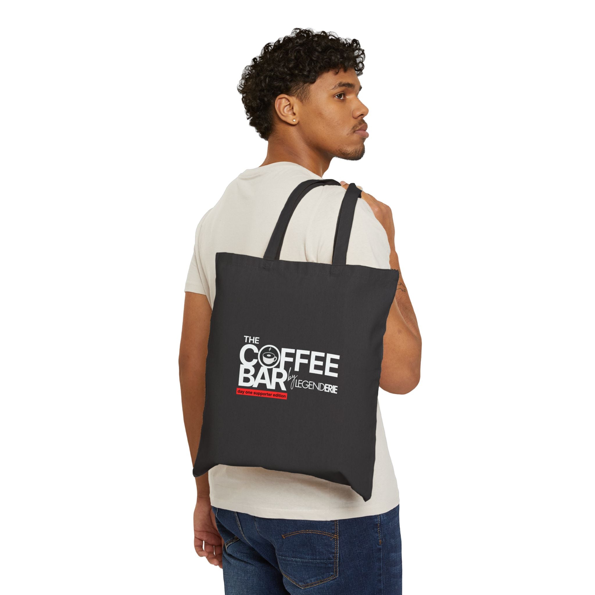 Record Tote Bag — 'The Coffee Bar' Graphic Cotton Canvas Tote Bag